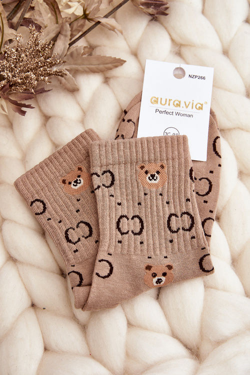 Women's Socks with Brown Bears
