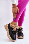 Women's Insulated Sports Boots Lace-Up Black and Beige Kerberos