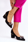 Elegant Suede Pumps With Decoration Black Elianne 