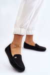Women's Suede Loafers With Embellishments Black Leah
