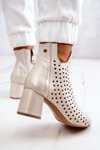 Leather Openwork Boots Maciejka 05420-04 Beige