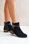 Warm Women's Boots on Flat Heel with Golden Detail Beige Ravasira