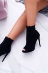 Lu Boo Black Lace-up Sandals Stiletto Boots Natasha