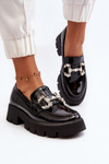 Women's Patent Loafers with Decoration Black Arsaba