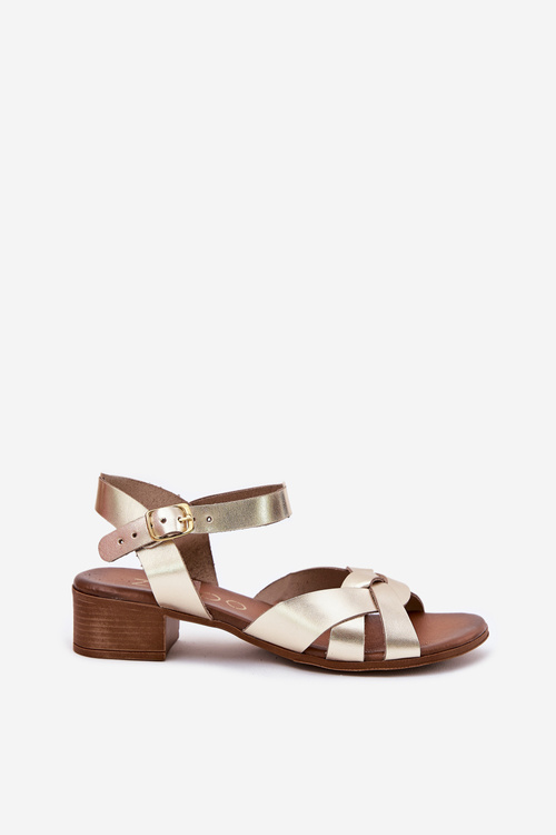 Leather sandals on a delicate heel Zazoo 40372 gold