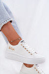 Damskie Trampki Na Platformie Materiałowe Białe Lee Cooper LCW-24-44-2462L