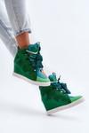 Women's Wedge Sneakers Green Leoppa