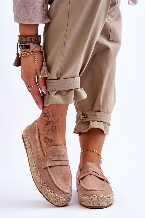 Espadryle Damskie Zamsz Beżowe Keyla