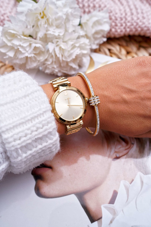 Women's Steel Bracelet With Zircons Gold Ferni