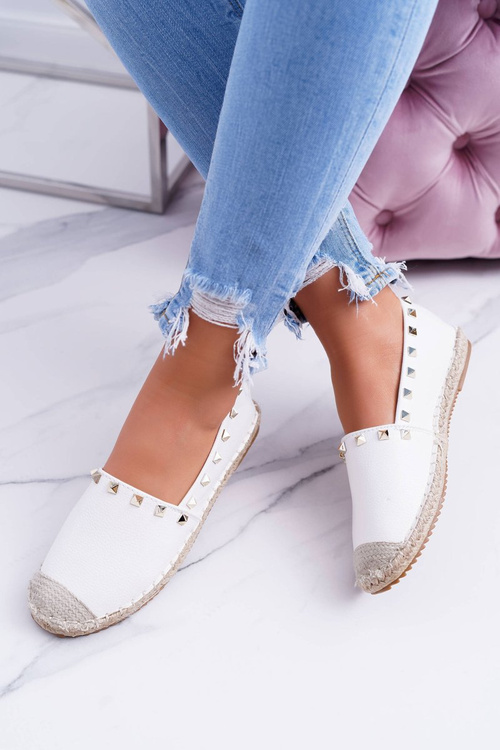 White Slip-on Espadrilles with Studs Christiane
