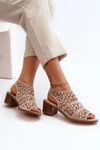 Lace Sandals with High Heels Nude Serapina