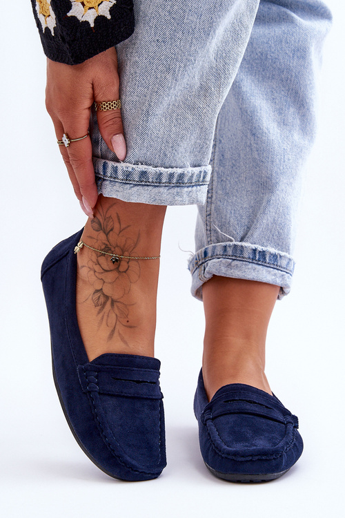Women's Suede Moccasins Navy Lenvie