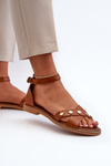 Zazoo 40378 Flat Women's Leather Sandals Brown