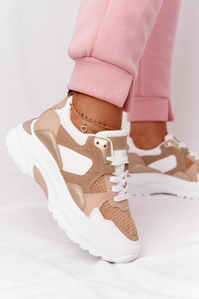 Damskie Sneakersy Na Dużej Podeszwie Beżowe Yolo