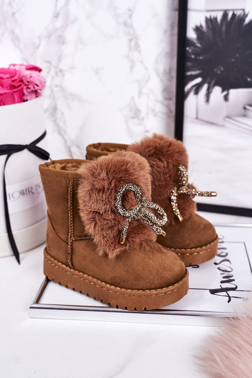 Children's Snow Boots Insulated With Fur Suede Camel Amelia