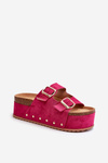 Women's Platform Sandals with Buckles Fuchsia Cremila