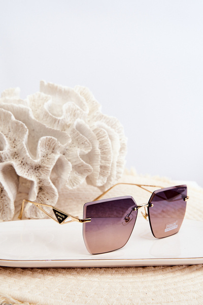 Okulary Przeciwsłoneczne Cieniowane Szkiełka Damskie Złote