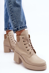 Leather Women's Heels on a Heel Beige Lemar Leocera