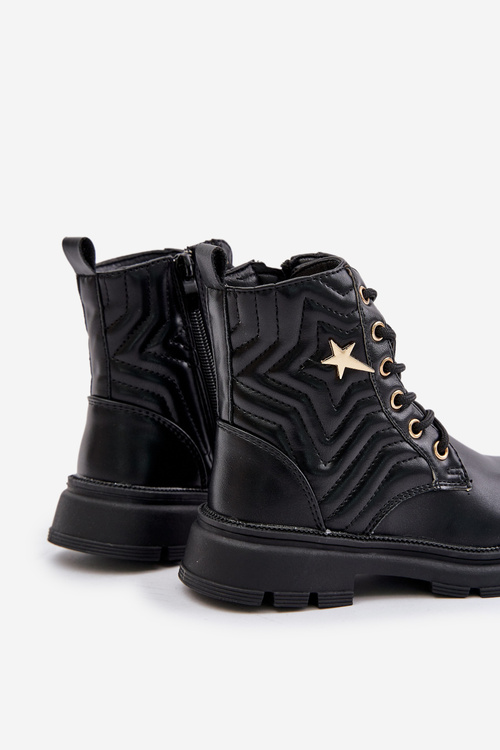 Warm Children Boots With Zip Made Of Eco Leather Black Liotira