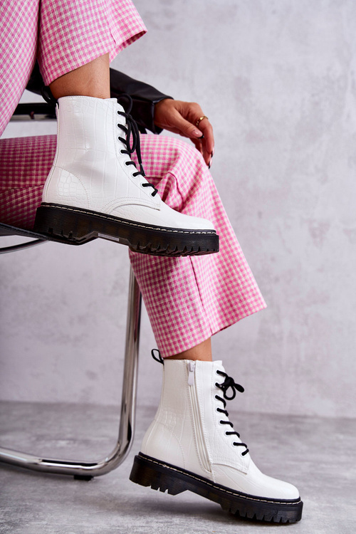 Women's Warm Snakeskin Boots White Salma