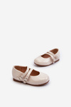 Beige Patent Leather Children's Ballerina Flats with Straps Margenis