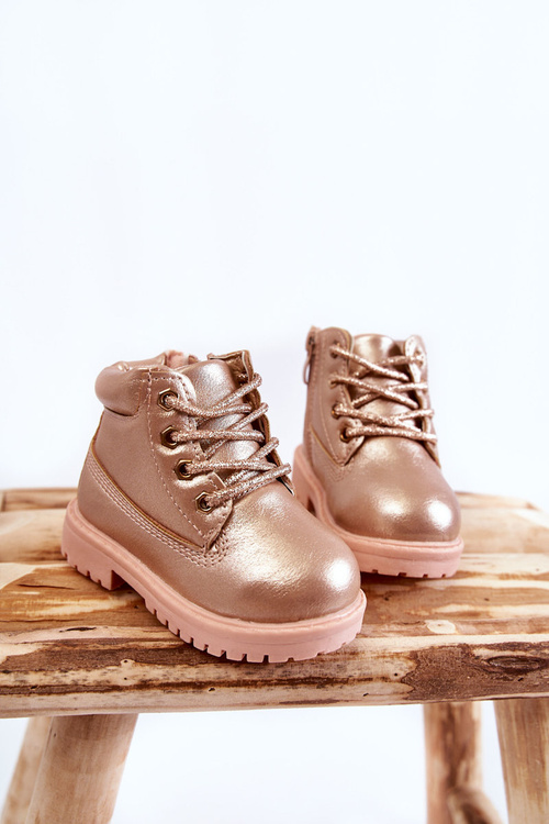 Kids Trappers Boots Gold Pink Dexter