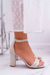 Women's Stiletto Sandals with Pearls Beige Renes
