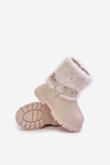 Eco Leather Girls Ankle Boots With Fur And Buckles Beige Cartemes
