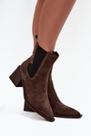 Leather Suede Women's Ankle Boots Heeled Lined Artiker 57C0047 Brown
