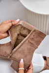 Warm Women's Boots With Gathered Shaft On Low Heel Beige Zinanya