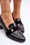Patent Leather Low Heel Pumps With Embellishment Black Doria