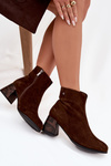 Leather Suede Women's Ankle Boots on Heel Maciejka K7202-02 Chocolate