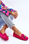 Suede Loafers With Bow And Fringes Fuchsia Dorine