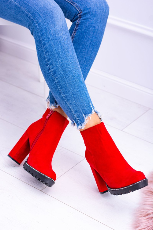 Red Guriela Suede Stiletto Booties