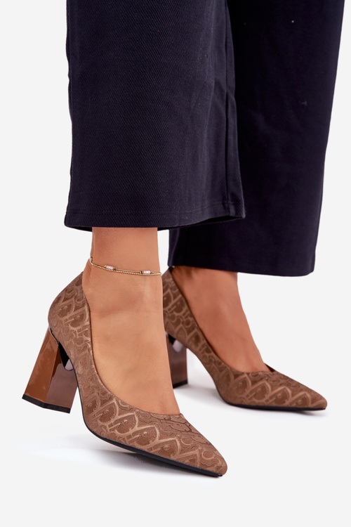 Women's Heels With Decorative Embossing Vinceza 62254 Brown