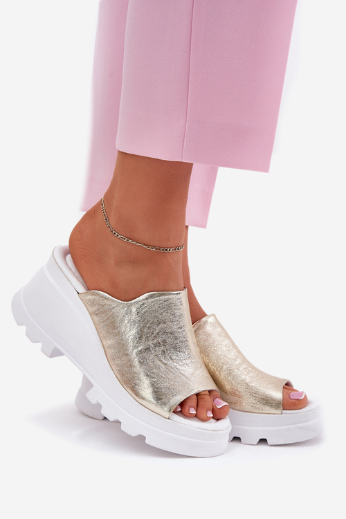 Leather Wedge Sandals Artiker 56C0435 Gold