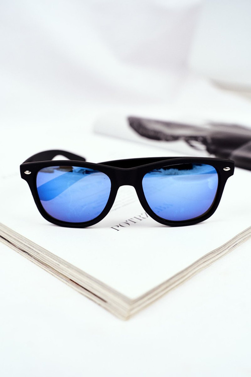Sunglasses Black Mat Unisex Blue Mirror