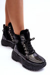 Women's Padded Boots on a Massive Platform Black Lanleh