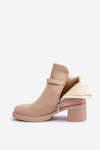 Suede Boots with Buckle Beige Neste