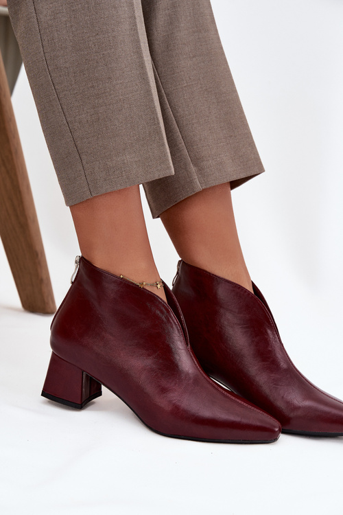 Eco Leather Women's Ankle Boots Heeled Bordeaux Rylina