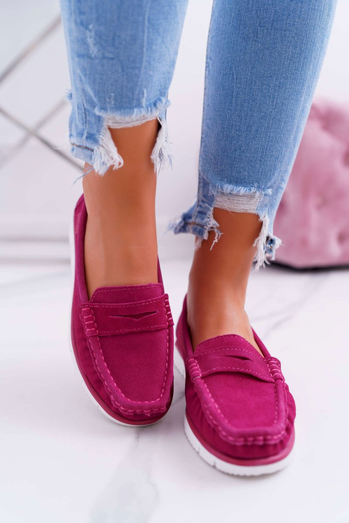 Women's Suede Leather Fuchsia Lauren moccasins