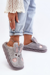 Women's Furry Slippers With Bunny Grey Naveritte