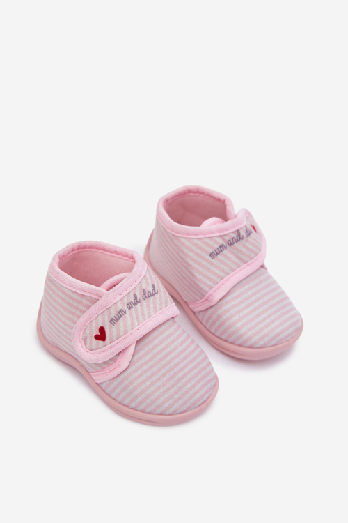 Kids slippers with velcro stripes light pink Lavelle