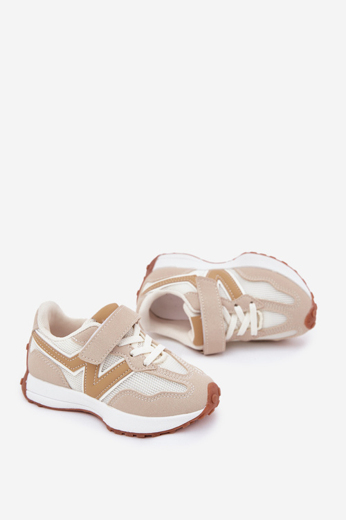 Children's Velcro Sneakers Beige Tezzu