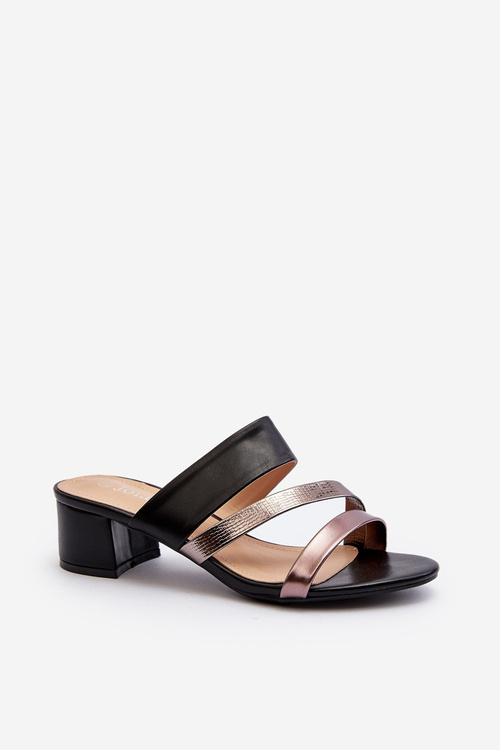 Women's Low Heeled Black Sandals Rosila