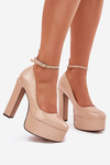 Lacquered High Heel And Platform Pumps Beige Nianka