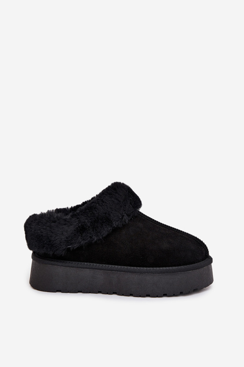 Leather Suede Snow Boots Women's With Fur Black Mivelle