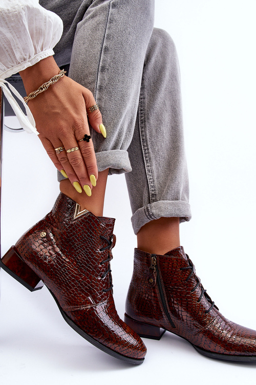 Botki Damskie Skóra Brązowe Maciejka 5743C-02