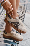 Damskie Sneakersy Na Platformie  Sztruksowe Beżowe Corynelle