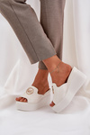 Platform And Wedge Sandals With Decoration White Nanessia